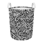 Graffiti Surfing Pattern Print Round Laundry Basket