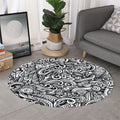 Graffiti Surfing Pattern Print Round Rug
