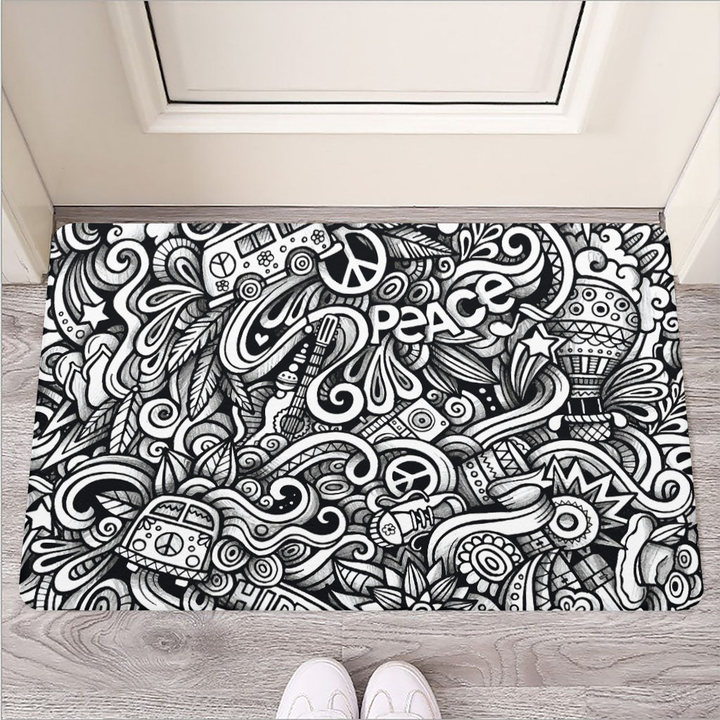 Graffiti Surfing Pattern Print Rubber Doormat