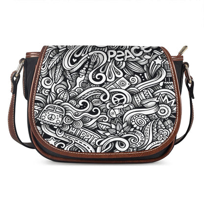 Graffiti Surfing Pattern Print Saddle Bag
