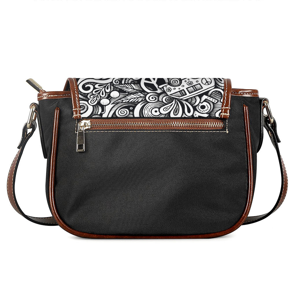 Graffiti Surfing Pattern Print Saddle Bag