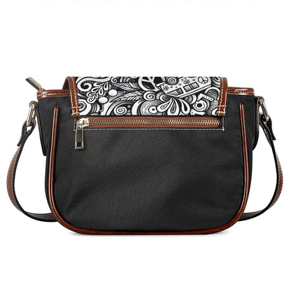 Graffiti Surfing Pattern Print Saddle Bag