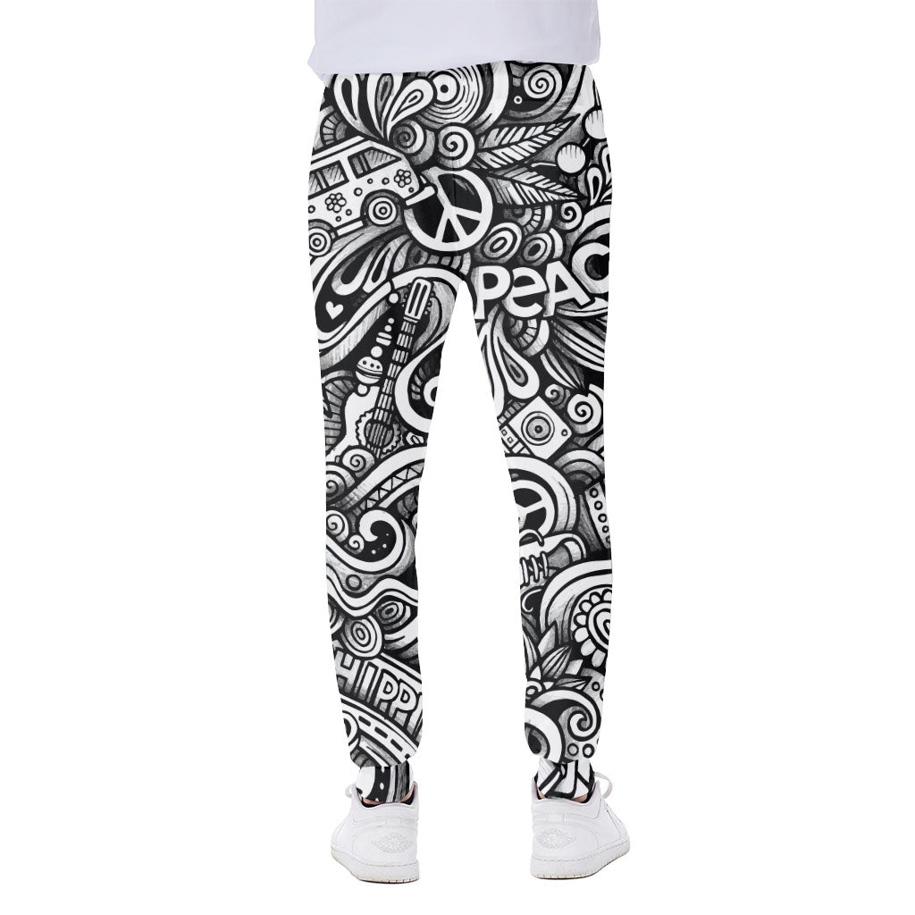 Graffiti Surfing Pattern Print Scuba Joggers