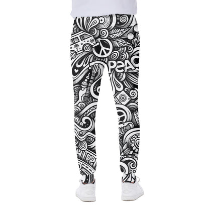 Graffiti Surfing Pattern Print Scuba Joggers