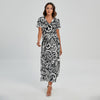 Graffiti Surfing Pattern Print Short Sleeve Maxi Dress