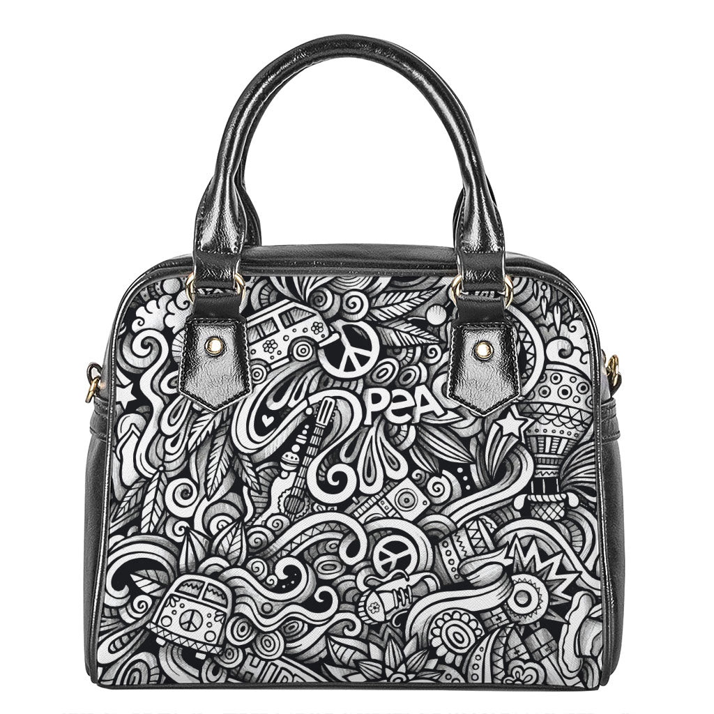 Graffiti Surfing Pattern Print Shoulder Handbag