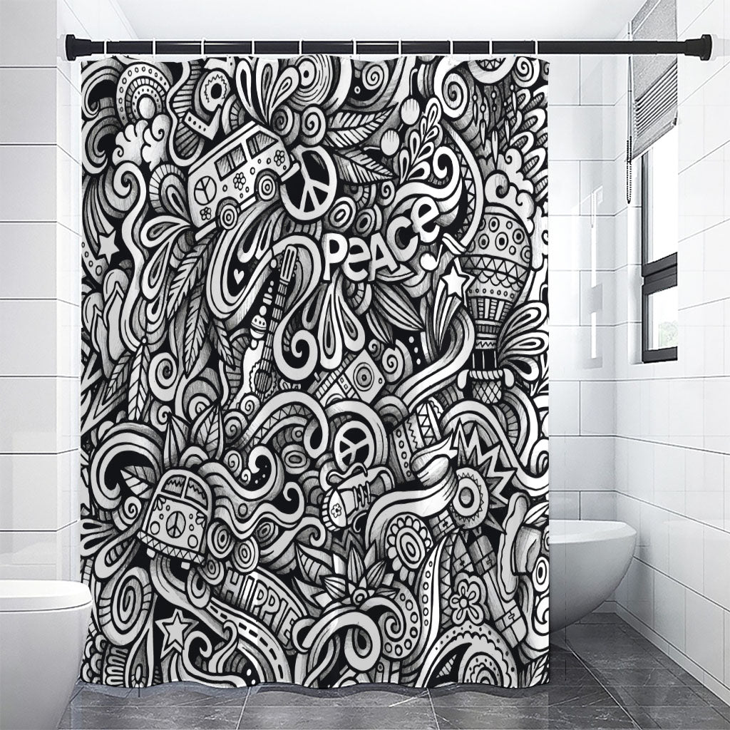 Graffiti Surfing Pattern Print Shower Curtain