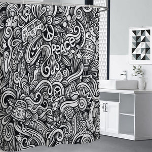 Graffiti Surfing Pattern Print Shower Curtain