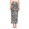 Graffiti Surfing Pattern Print Side Slit Maxi Skirt