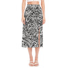 Graffiti Surfing Pattern Print Side Slit Midi Skirt