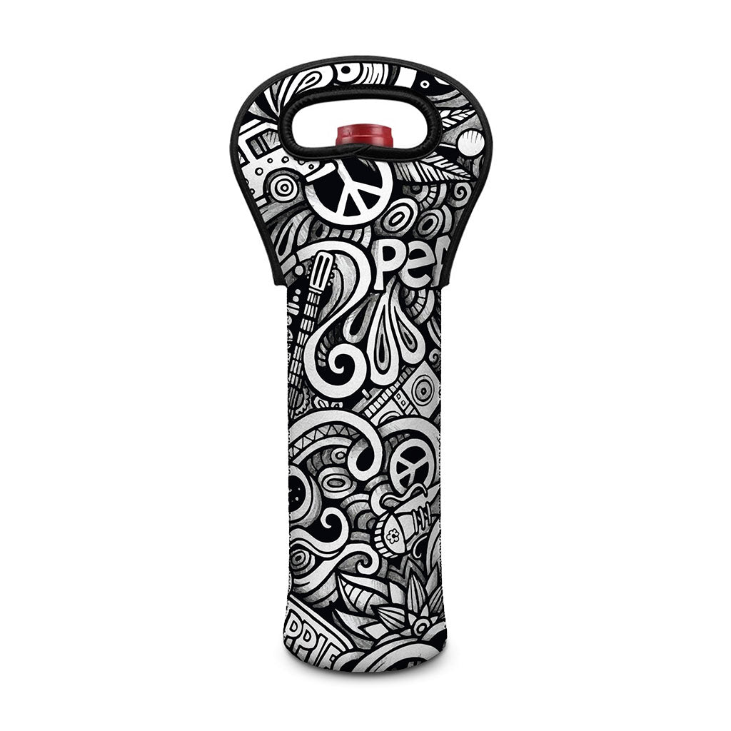 Graffiti Surfing Pattern Print Single Neoprene Wine Tote