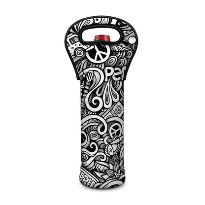 Graffiti Surfing Pattern Print Single Neoprene Wine Tote