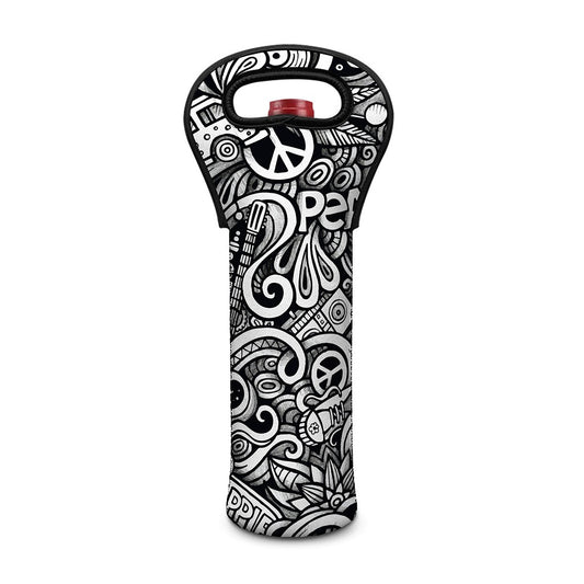 Graffiti Surfing Pattern Print Single Neoprene Wine Tote