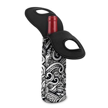 Graffiti Surfing Pattern Print Single Neoprene Wine Tote