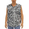 Graffiti Surfing Pattern Print Sleeveless Baseball Jersey