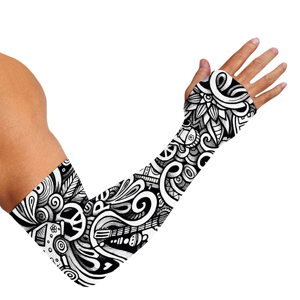 Graffiti Surfing Pattern Print Sun Protection Arm Sleeves