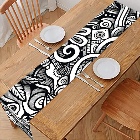 Graffiti Surfing Pattern Print Table Runner