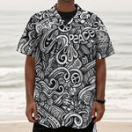 Graffiti Surfing Pattern Print Textured Short Sleeve Shirt