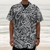 Graffiti Surfing Pattern Print Textured Short Sleeve Shirt