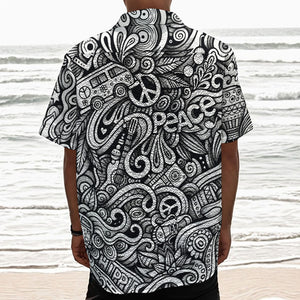 Graffiti Surfing Pattern Print Textured Short Sleeve Shirt