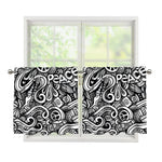 Graffiti Surfing Pattern Print Tier Curtains