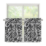 Graffiti Surfing Pattern Print Tier Curtains