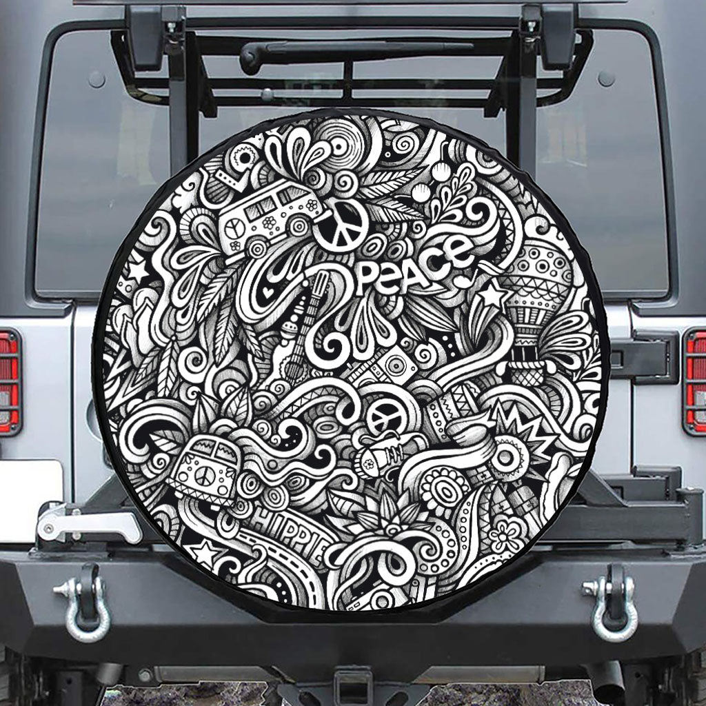 Graffiti Surfing Pattern Print Tire Cover