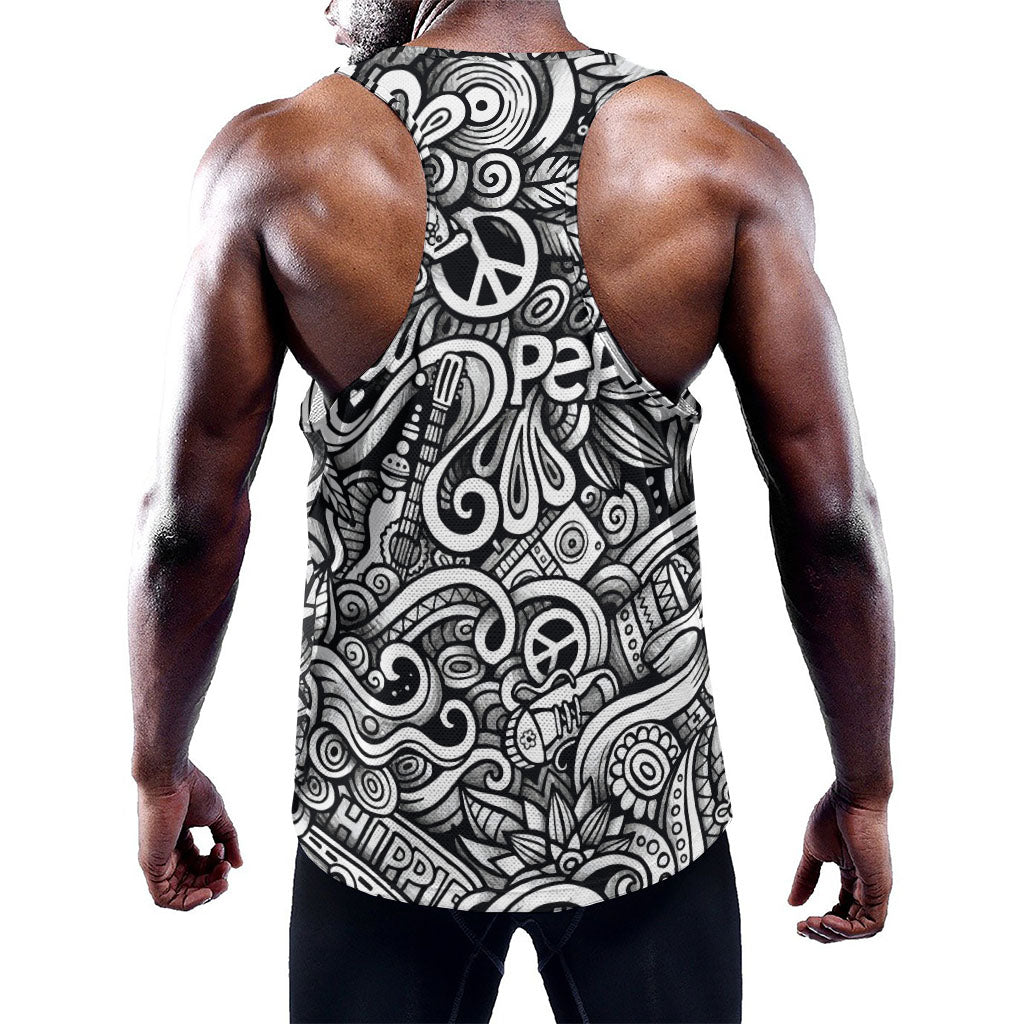 Graffiti Surfing Pattern Print Training Tank Top