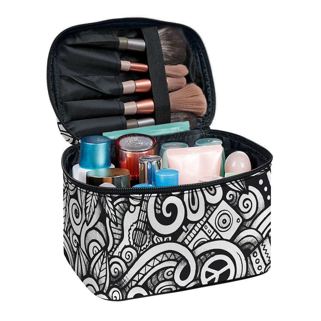 Graffiti Surfing Pattern Print Travel Makeup Bag