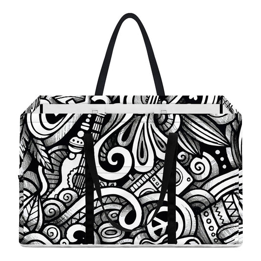 Graffiti Surfing Pattern Print Utility Tote Bag