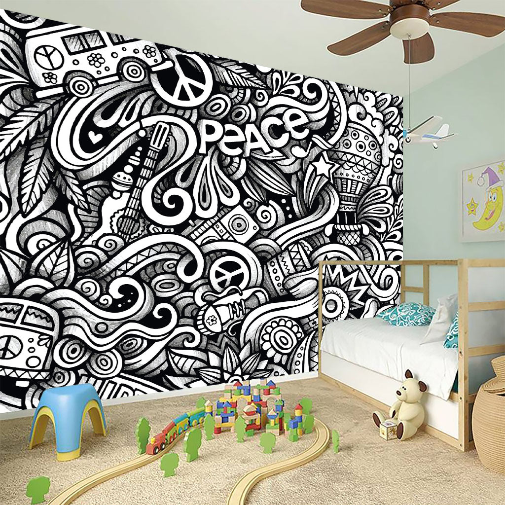 Graffiti Surfing Pattern Print Wall Sticker