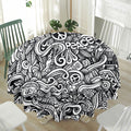 Graffiti Surfing Pattern Print Waterproof Round Tablecloth