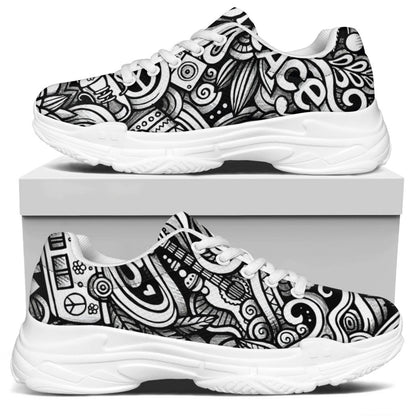 Graffiti Surfing Pattern Print White Chunky Shoes