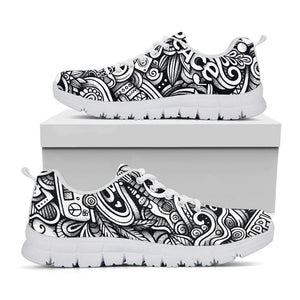 Graffiti Surfing Pattern Print White Running Shoes