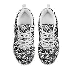 Graffiti Surfing Pattern Print White Running Shoes