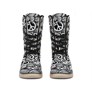 Graffiti Surfing Pattern Print Winter Boots