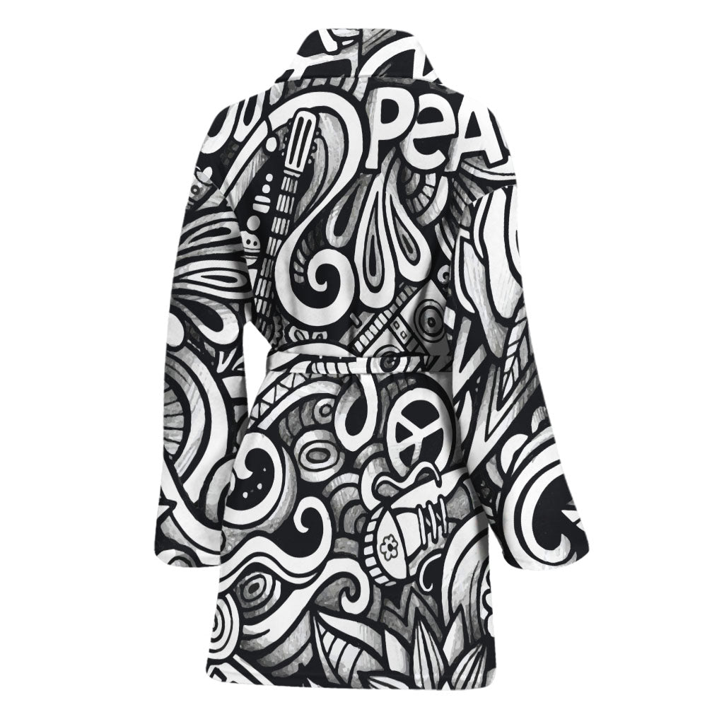 Graffiti Surfing Pattern Print Women's Bathrobe