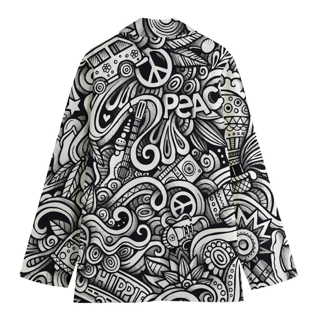 Graffiti Surfing Pattern Print Women's Blazer