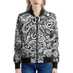 Graffiti Surfing Pattern Print Women's Bomber Jacket