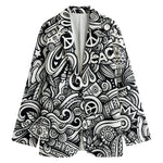 Graffiti Surfing Pattern Print Women's Cotton Blazer