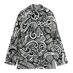 Graffiti Surfing Pattern Print Women's Cotton Blazer