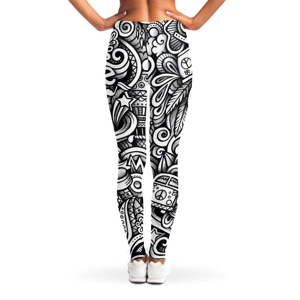 Graffiti Surfing Pattern Print Women's Leggings