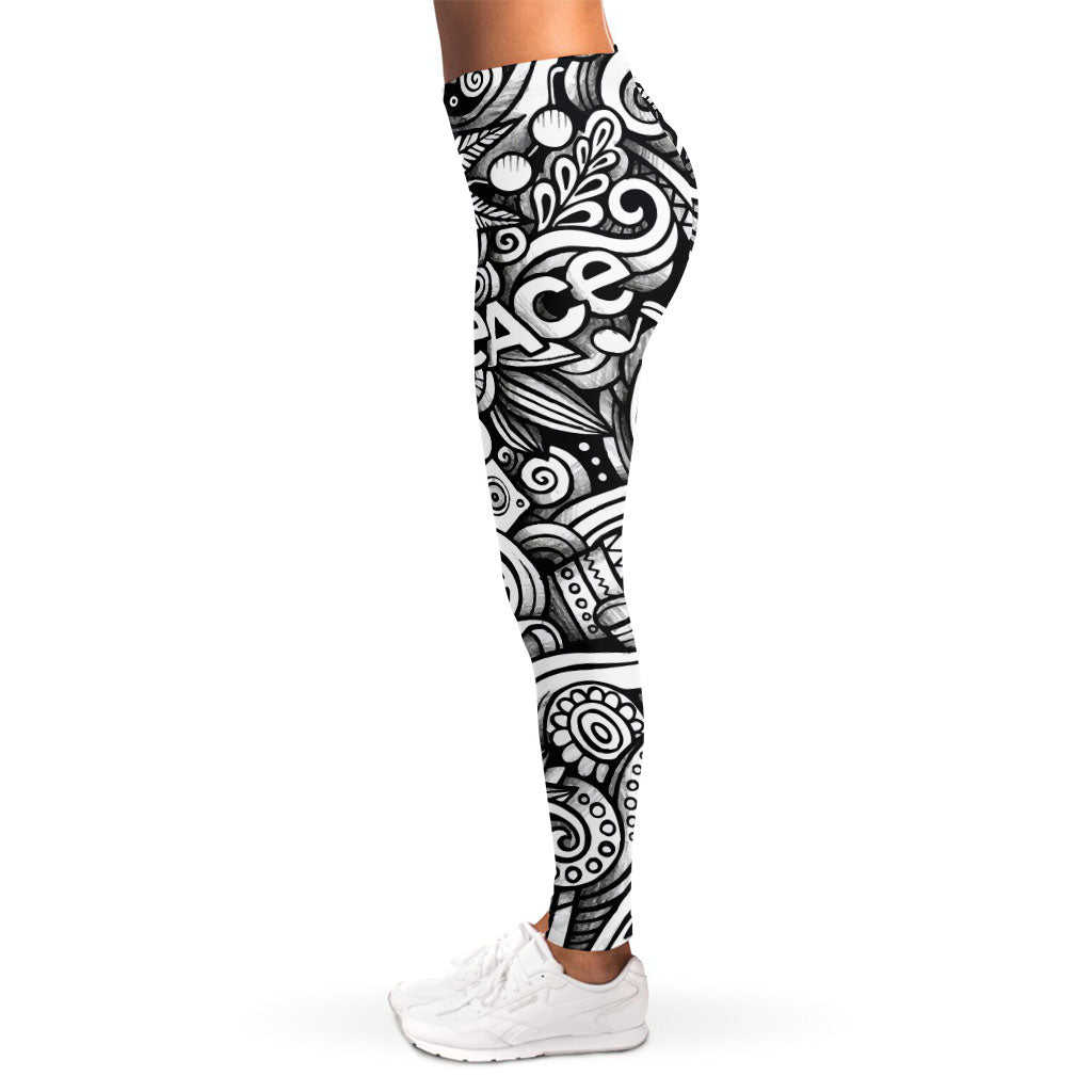 Graffiti Surfing Pattern Print Women's Leggings