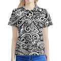 Graffiti Surfing Pattern Print Women's Polo Shirt