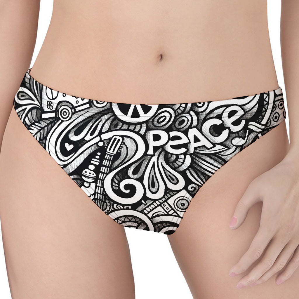 Graffiti Surfing Pattern Print Women's Thong