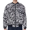 Graffiti Surfing Pattern Print Zip Sleeve Bomber Jacket