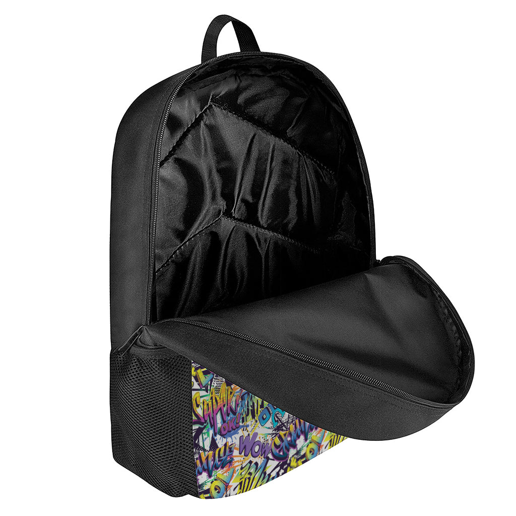 Graffiti Text Pattern Print 17 Inch Backpack