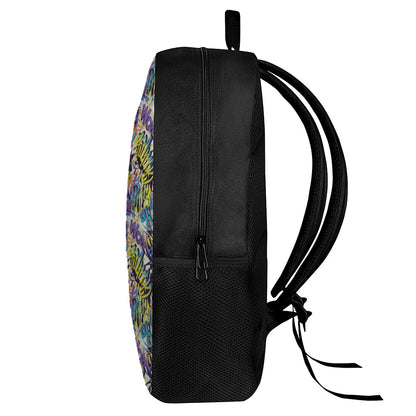 Graffiti Text Pattern Print 17 Inch Backpack