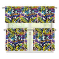Graffiti Text Pattern Print 3 Piece Kitchen Curtains