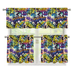 Graffiti Text Pattern Print 3 Piece Kitchen Curtains